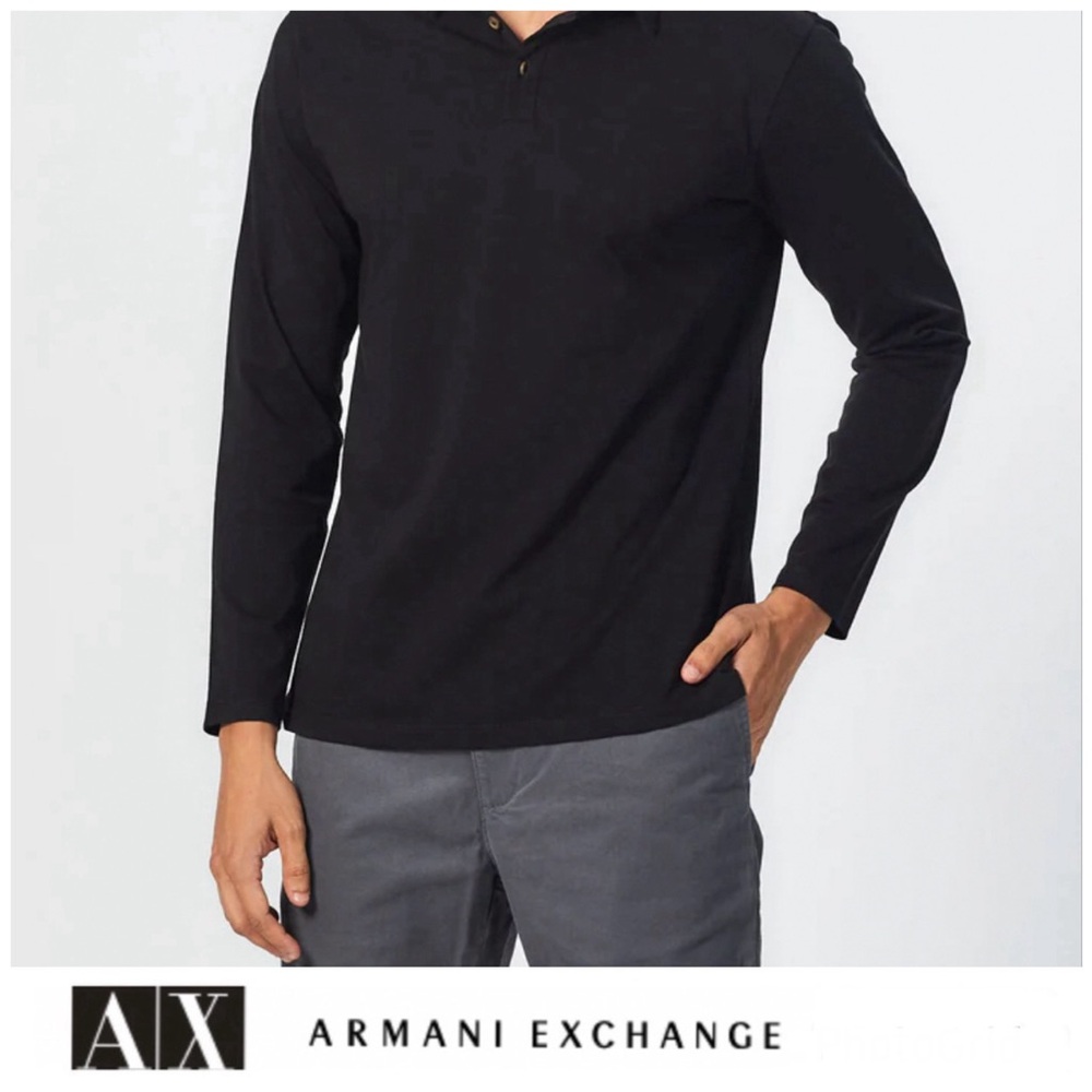ARMANI EXCHANGE Black 100% Merino Wool Ribbed Design Long Sleeve Sweater Sz L